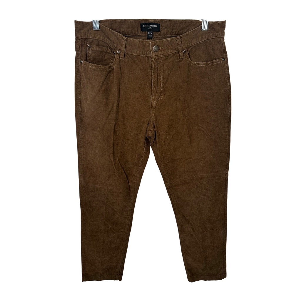 Banana‎ Republic Slim Fit Brown Corduroy Pants Tag 32x36 ACTUAL HEMMED 33.5x29.5